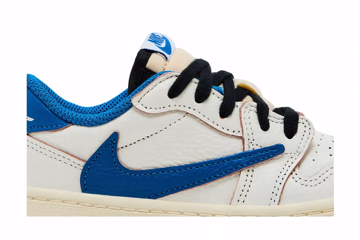 Fragment Design x Travis Scott x Air Jordan 1 Low OG SP TD Sail Military Blue, view 3