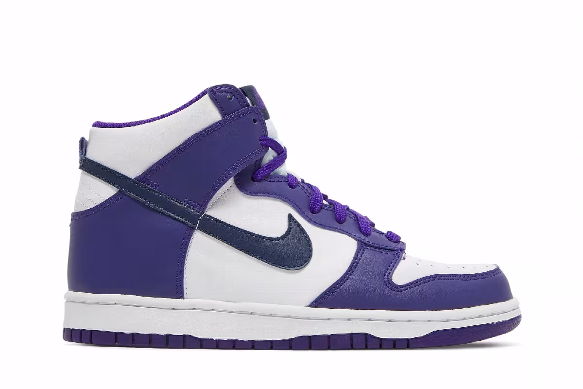 Nike Dunk High GS Electro Purple Midnight Navy, view 2