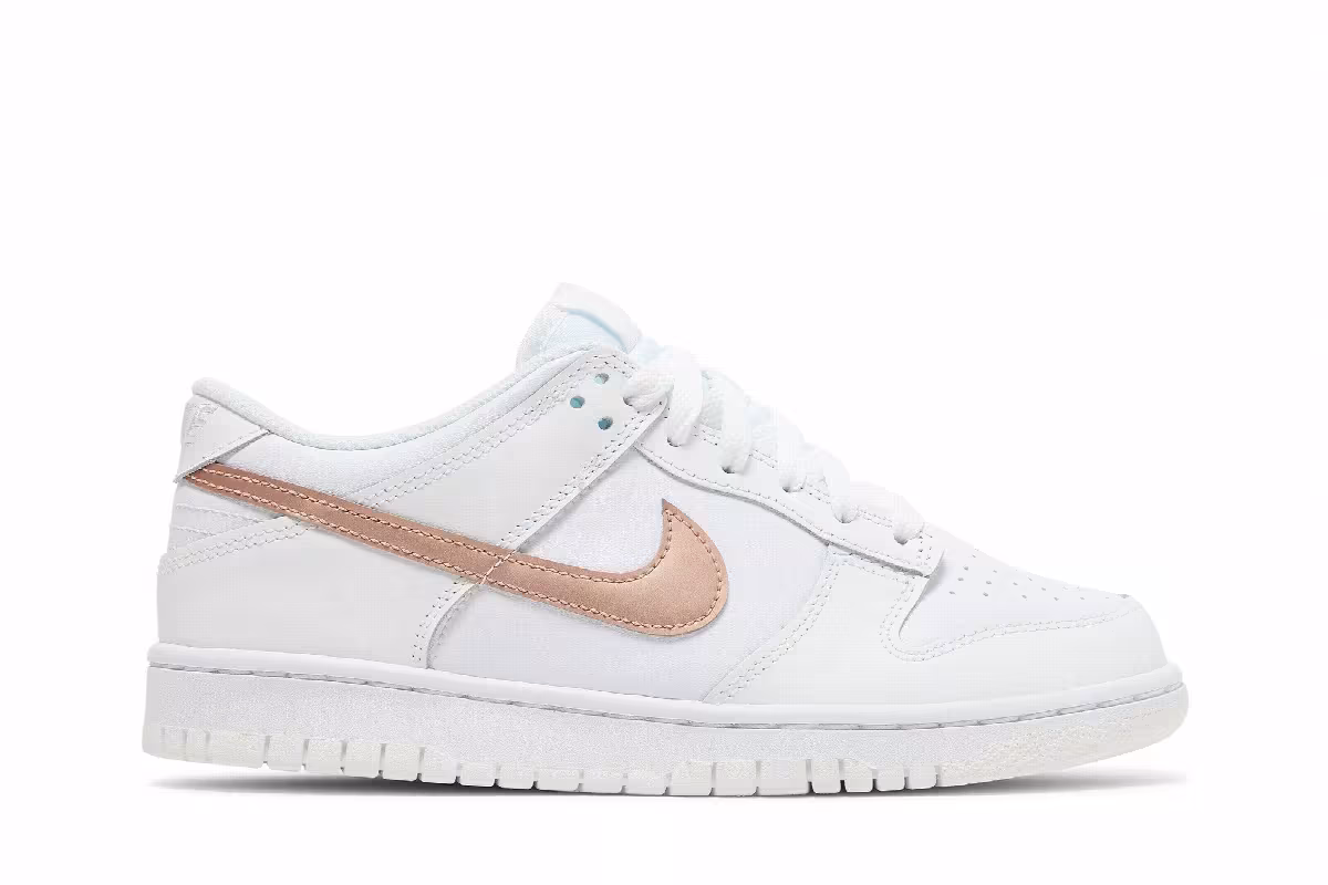 Nike Dunk Low GS White Metallic Red Bronze, view 2
