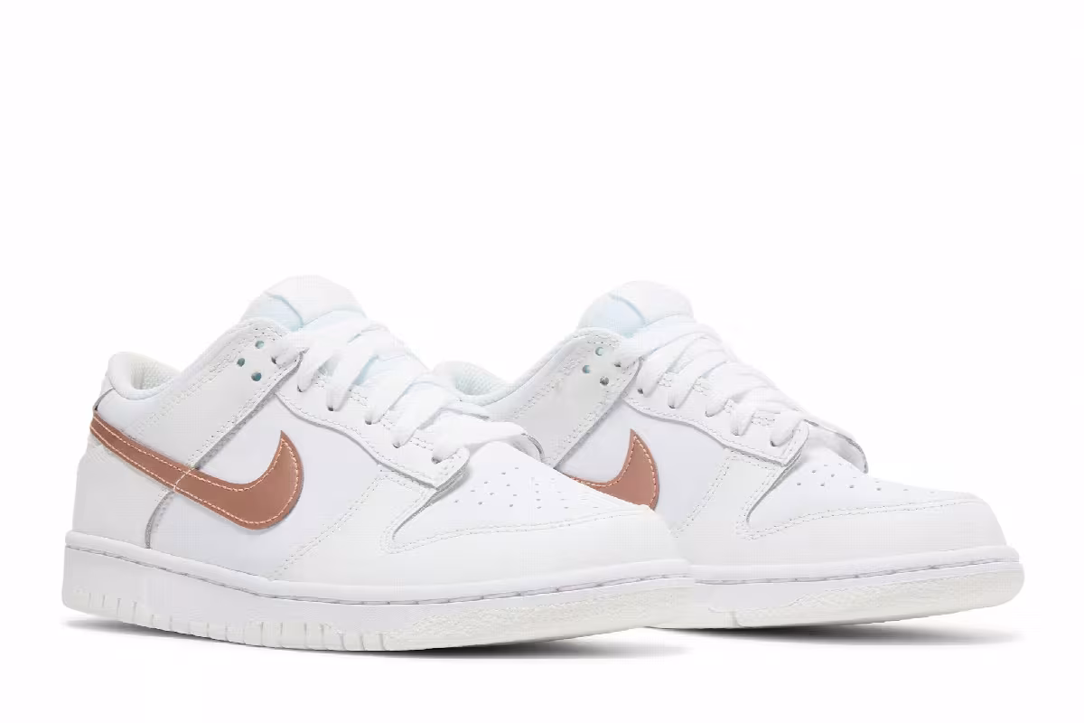 Nike Dunk Low GS White Metallic Red Bronze, view 9