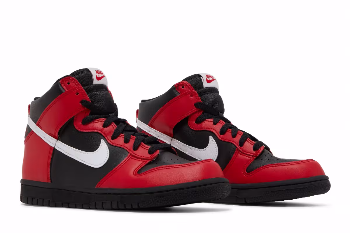 Nike Dunk High GS Black University Red, view 9