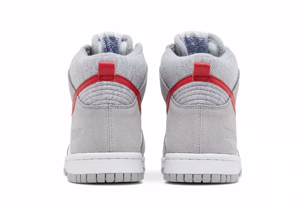 Nike Dunk High SE GS Athletic Club - Light Smoke Grey Gym Red, view 7