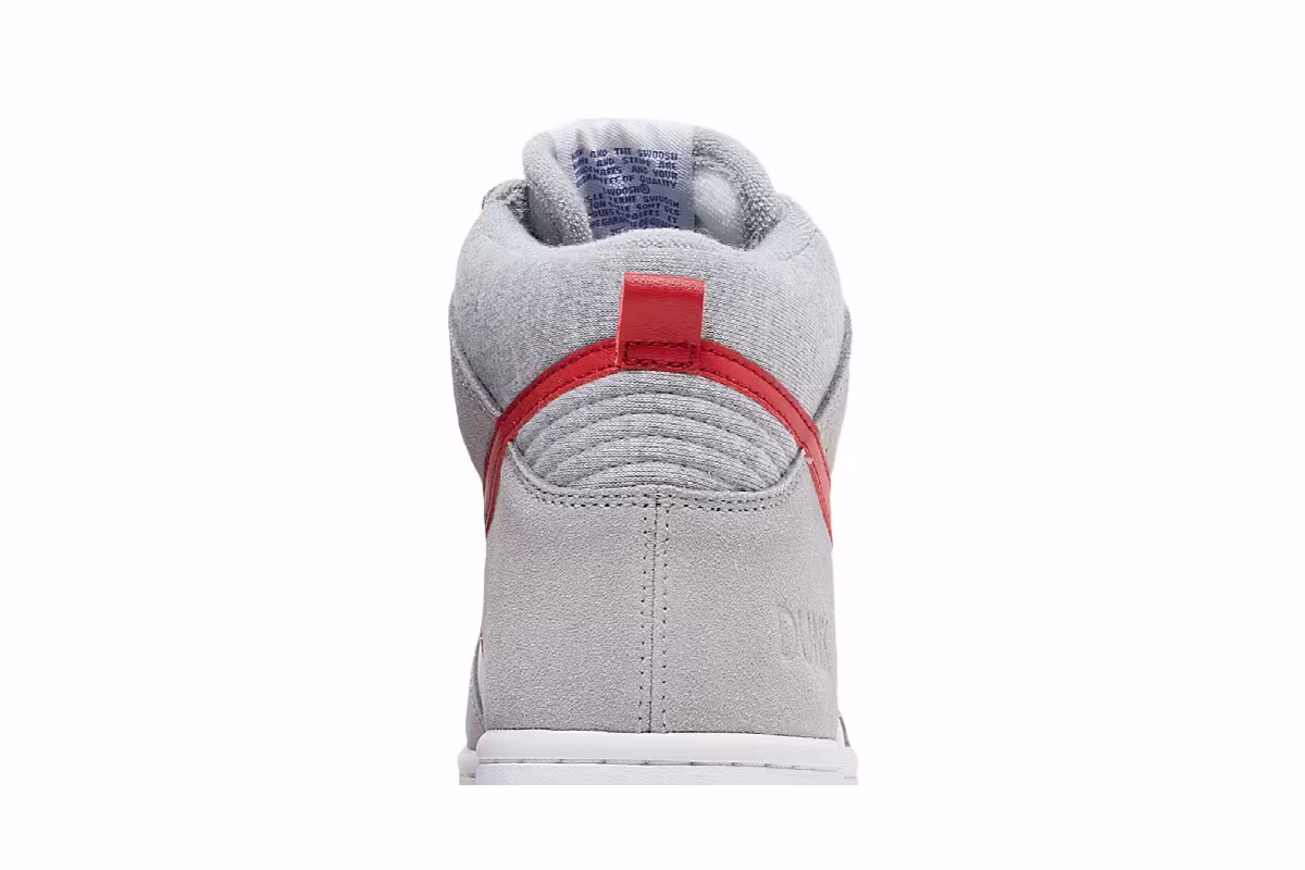 Nike Dunk High SE GS Athletic Club - Light Smoke Grey Gym Red, view 8