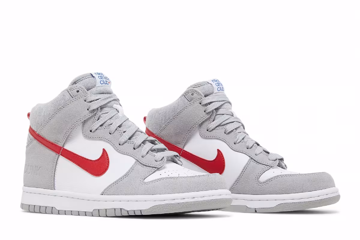 Nike Dunk High SE GS Athletic Club - Light Smoke Grey Gym Red, view 9