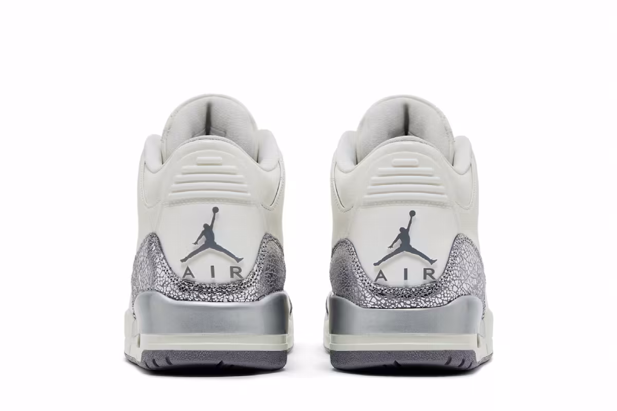 Women's Air Jordan 3 Sail Metallic Silver, view 7