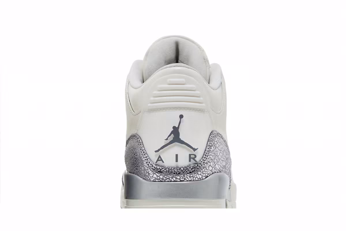 Women's Air Jordan 3 Sail Metallic Silver, view 8