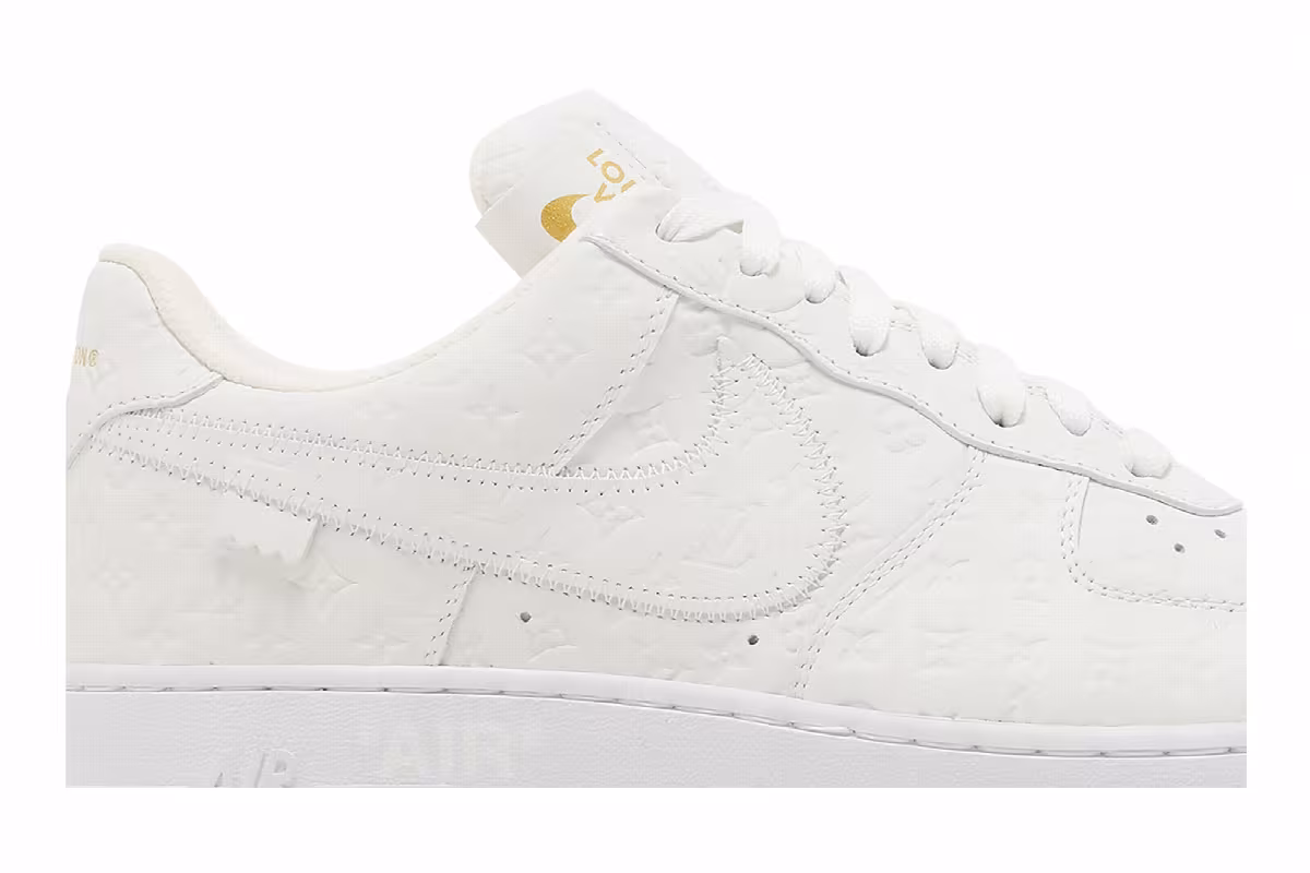 Louis Vuitton x Nike Air Force 1 Low Triple White, view 3