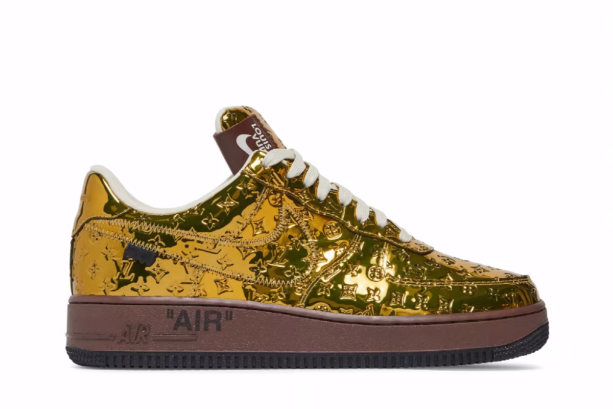 Louis Vuitton x Nike Air Force 1 Low Metallic Gold, view 2