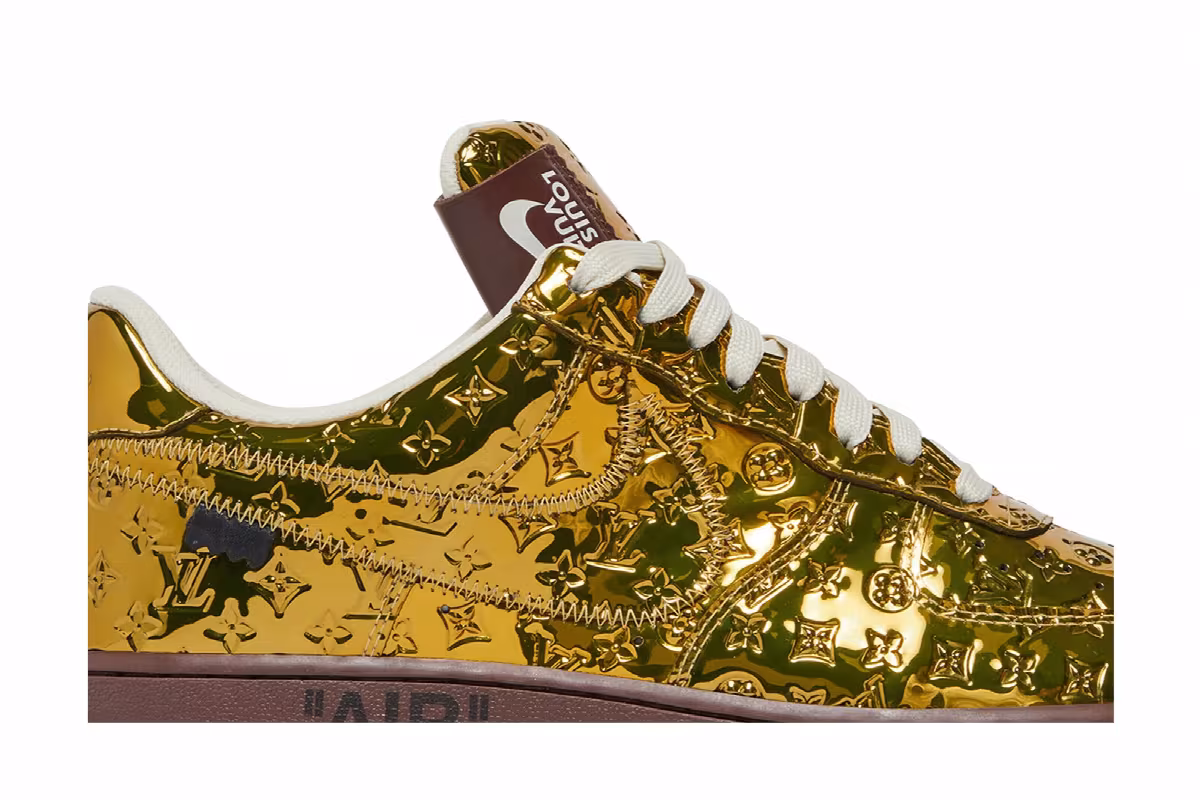 Louis Vuitton x Nike Air Force 1 Low Metallic Gold, view 3