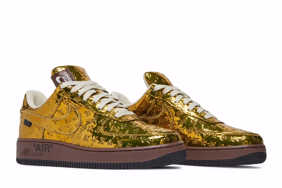 Louis Vuitton x Nike Air Force 1 Low Metallic Gold, view 9