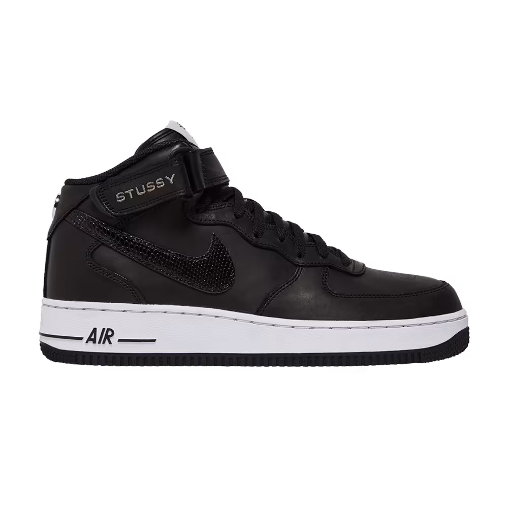 Stussy x Nike Air Force 1 Mid Black Snakeskin