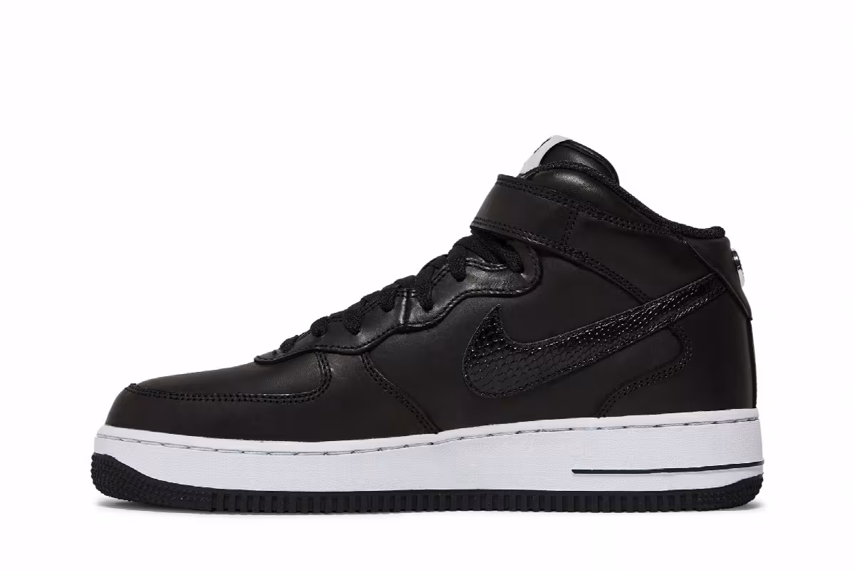 Stussy x Nike Air Force 1 Mid Black Snakeskin, view 4
