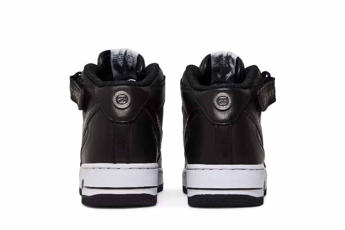 Stussy x Nike Air Force 1 Mid Black Snakeskin, view 7