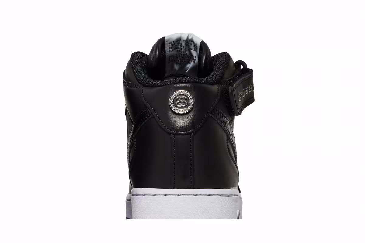 Stussy x Nike Air Force 1 Mid Black Snakeskin, view 8