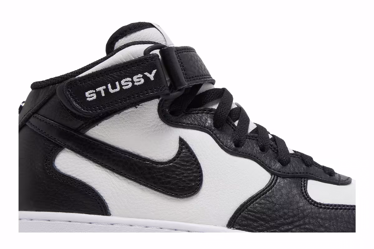 Stussy x Nike Air Force 1 Mid Black White, view 3