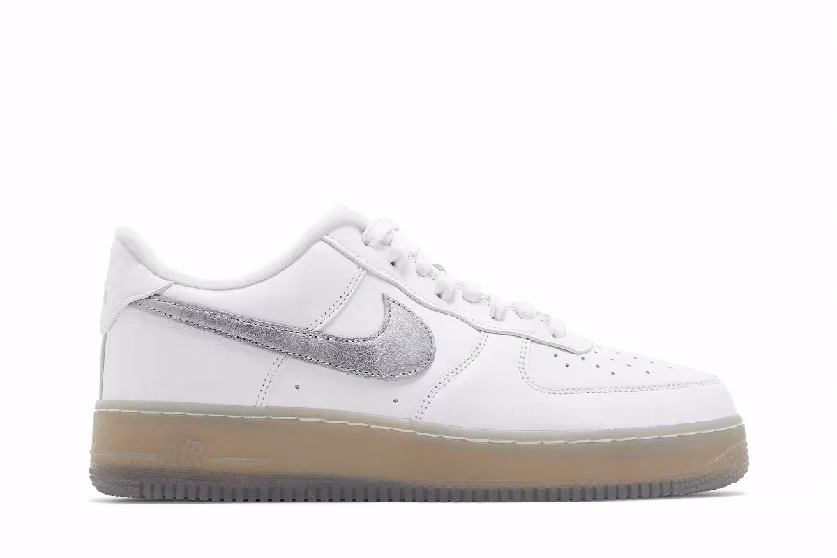 Nike Air Force 1 White Metallic Silver, view 2