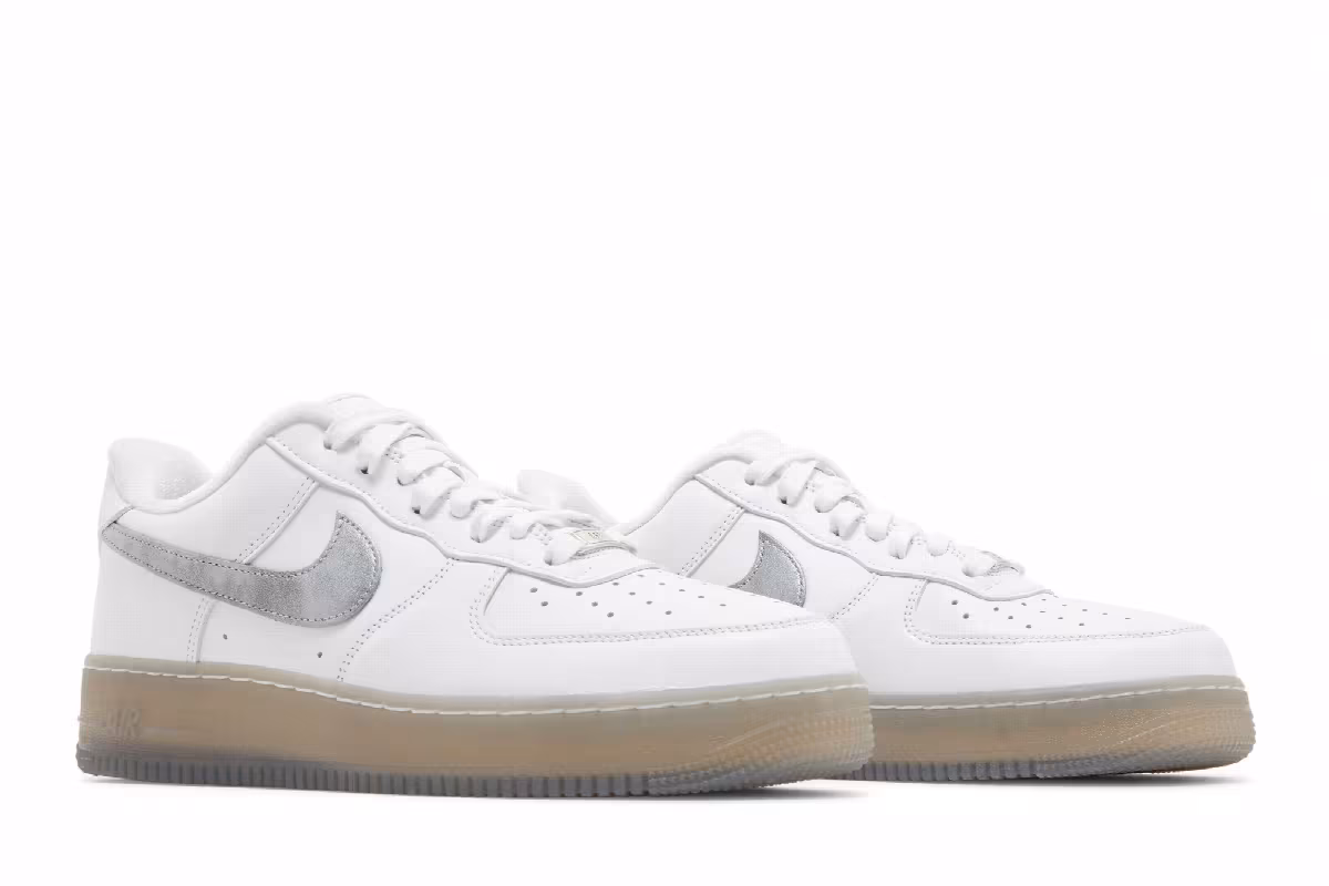 Nike Air Force 1 White Metallic Silver, view 9