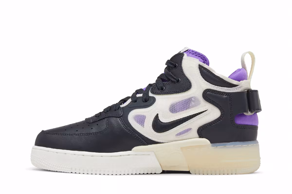 Nike Air Force 1 Mid React Off Noir Action Grape, view 4