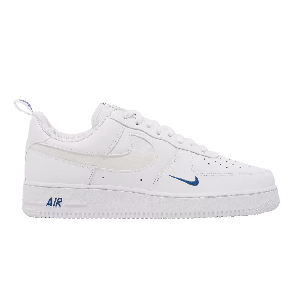 Nike Air Force 1 Reflective Swoosh - White Dark Marina Bl