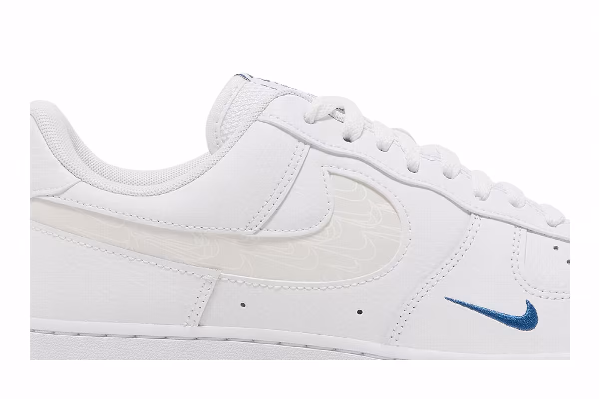 Nike Air Force 1 Reflective Swoosh - White Dark Marina Bl, view 3