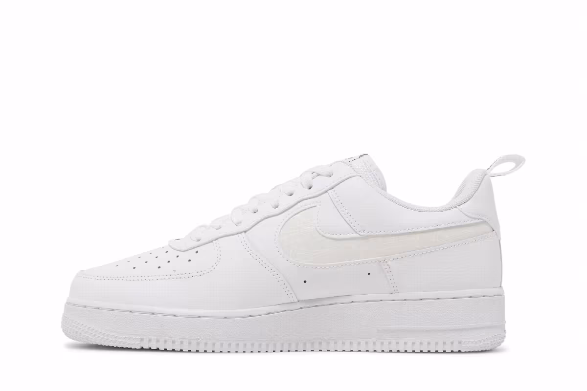 Nike Air Force 1 Reflective Swoosh - White Dark Marina Bl, view 4