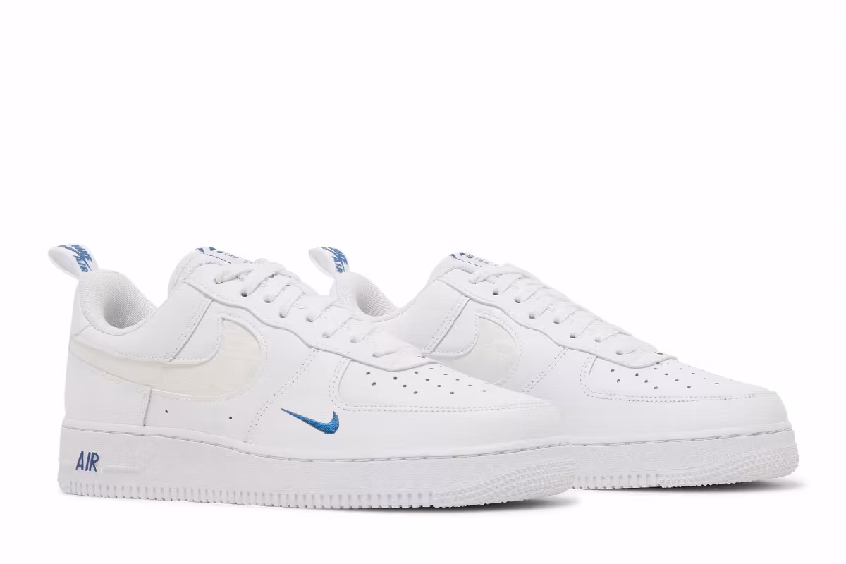 Nike Air Force 1 Reflective Swoosh - White Dark Marina Bl, view 9