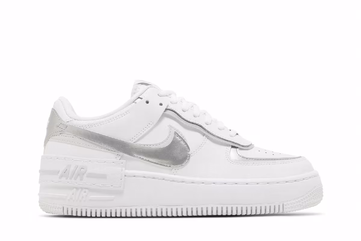 Nike Women's Air Force 1 Shadow White Metallic Silver, view 2