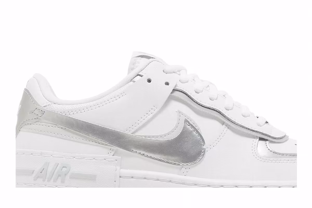 Nike Women's Air Force 1 Shadow White Metallic Silver, view 3
