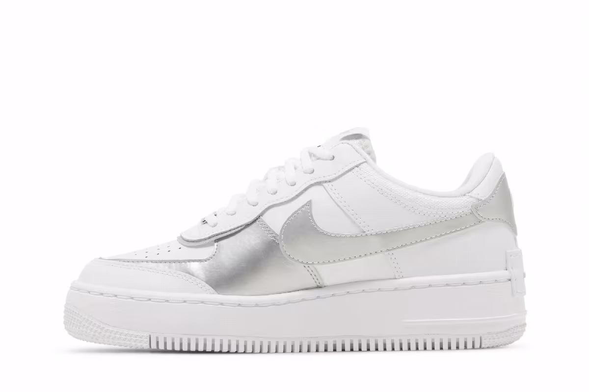 Nike Women's Air Force 1 Shadow White Metallic Silver, view 4