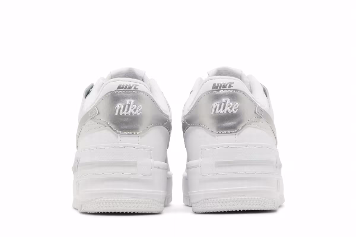 Nike Women's Air Force 1 Shadow White Metallic Silver, view 7