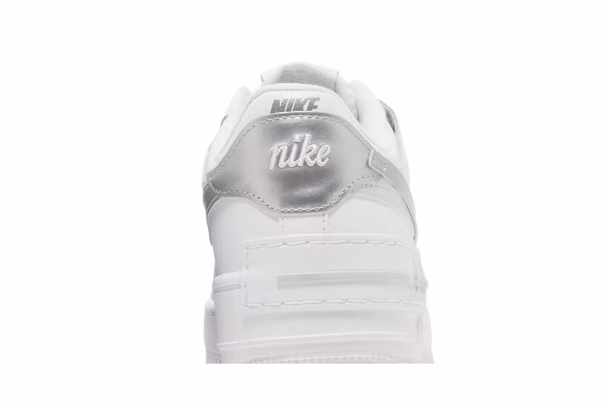 Nike Women's Air Force 1 Shadow White Metallic Silver, view 8