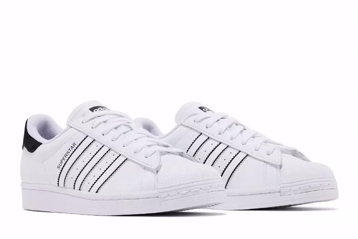 adidas Superstar White Black Outlined, view 9