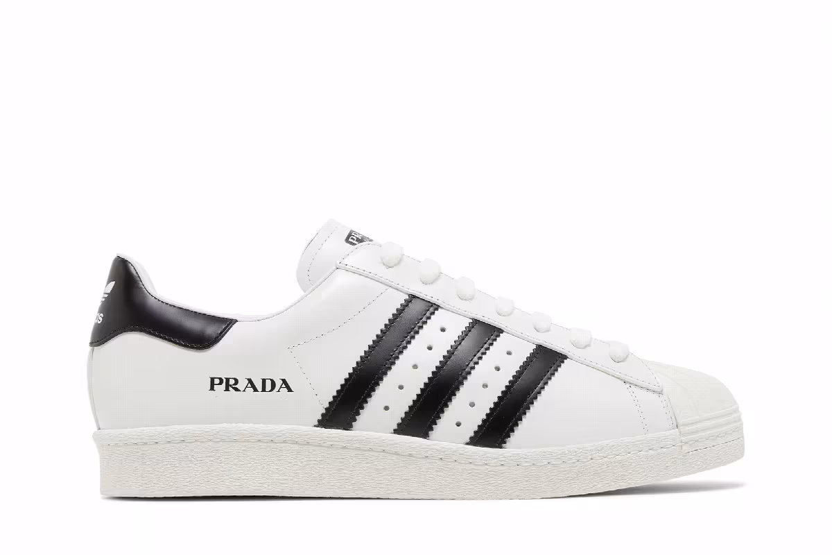Prada x adidas Superstar White Black, view 2