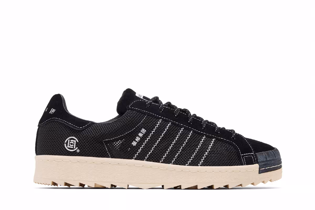 CLOT x Neighborhood x adidas Superstar Black, view 2