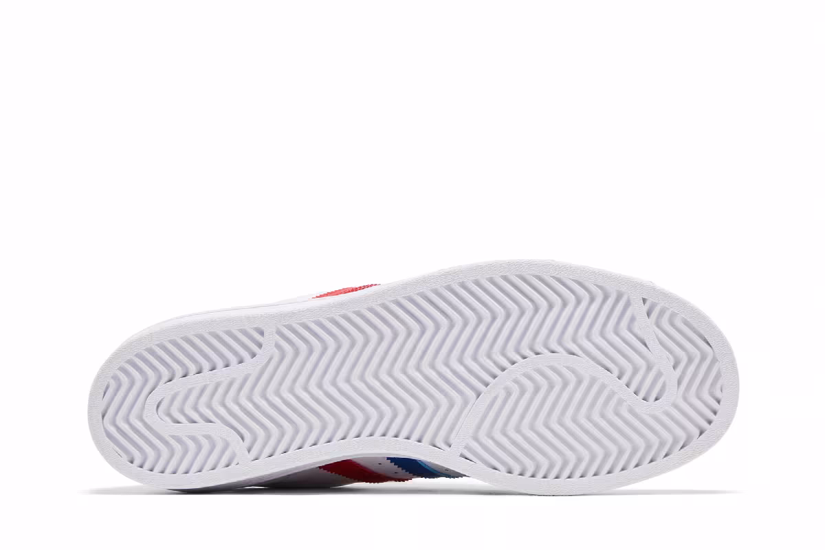 adidas Superstar White Red Blue, view 5