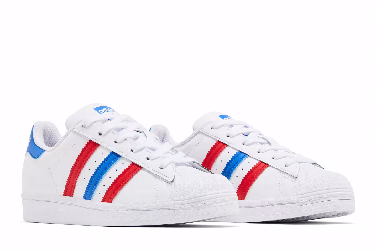 adidas Superstar White Red Blue, view 9