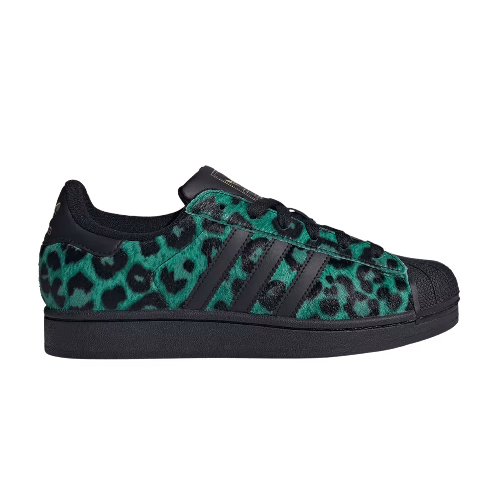 adidas Women's Superstar 2 Screaming Green Black Gold Metallic