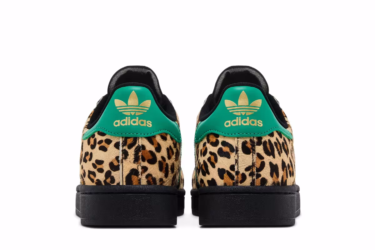 adidas Women's Superstar Black Court Green Leopard, view 7