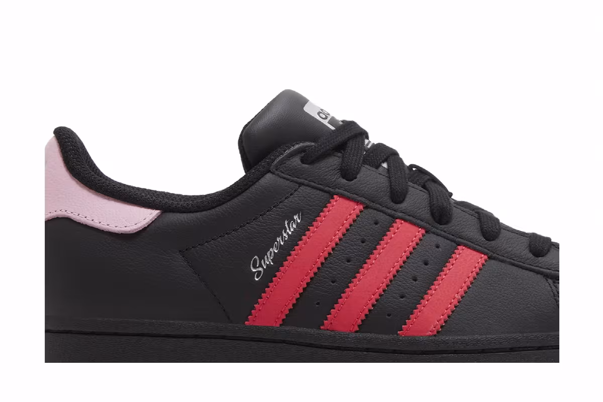 adidas Women's Superstar Black Scarlet Pink, view 3