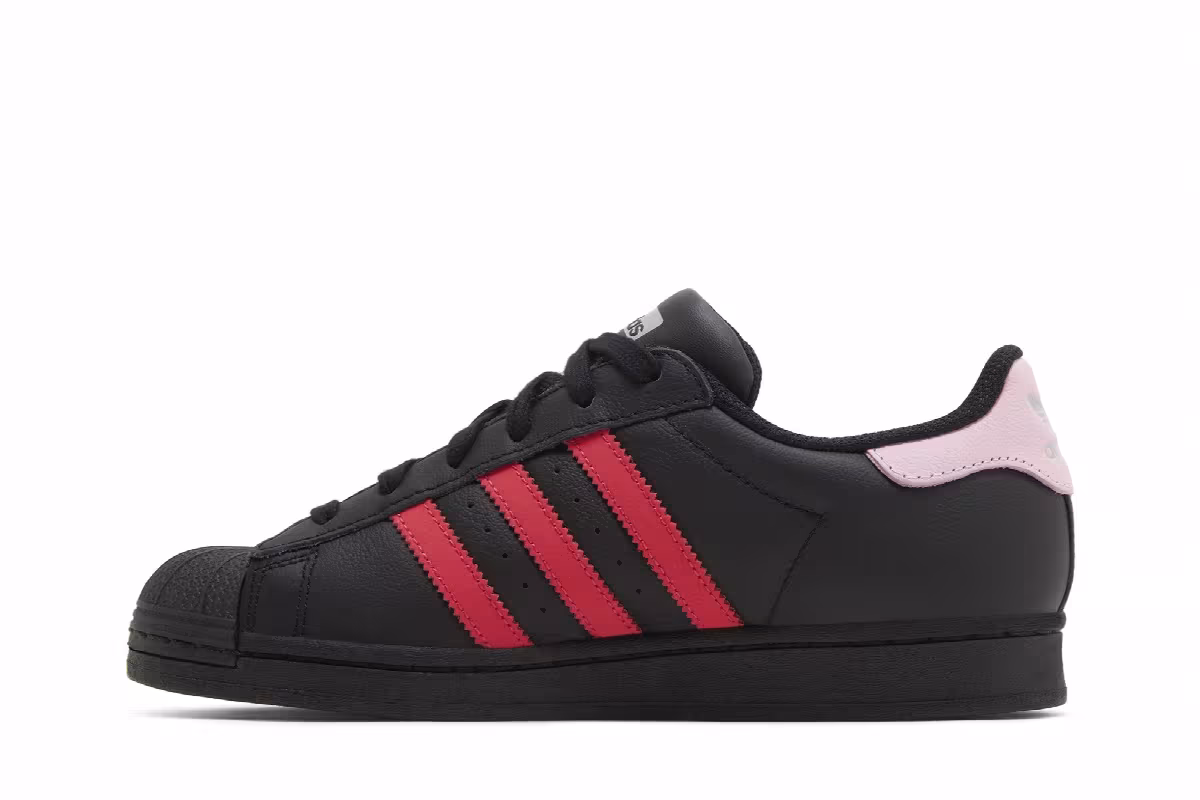 adidas Women's Superstar Black Scarlet Pink, view 4