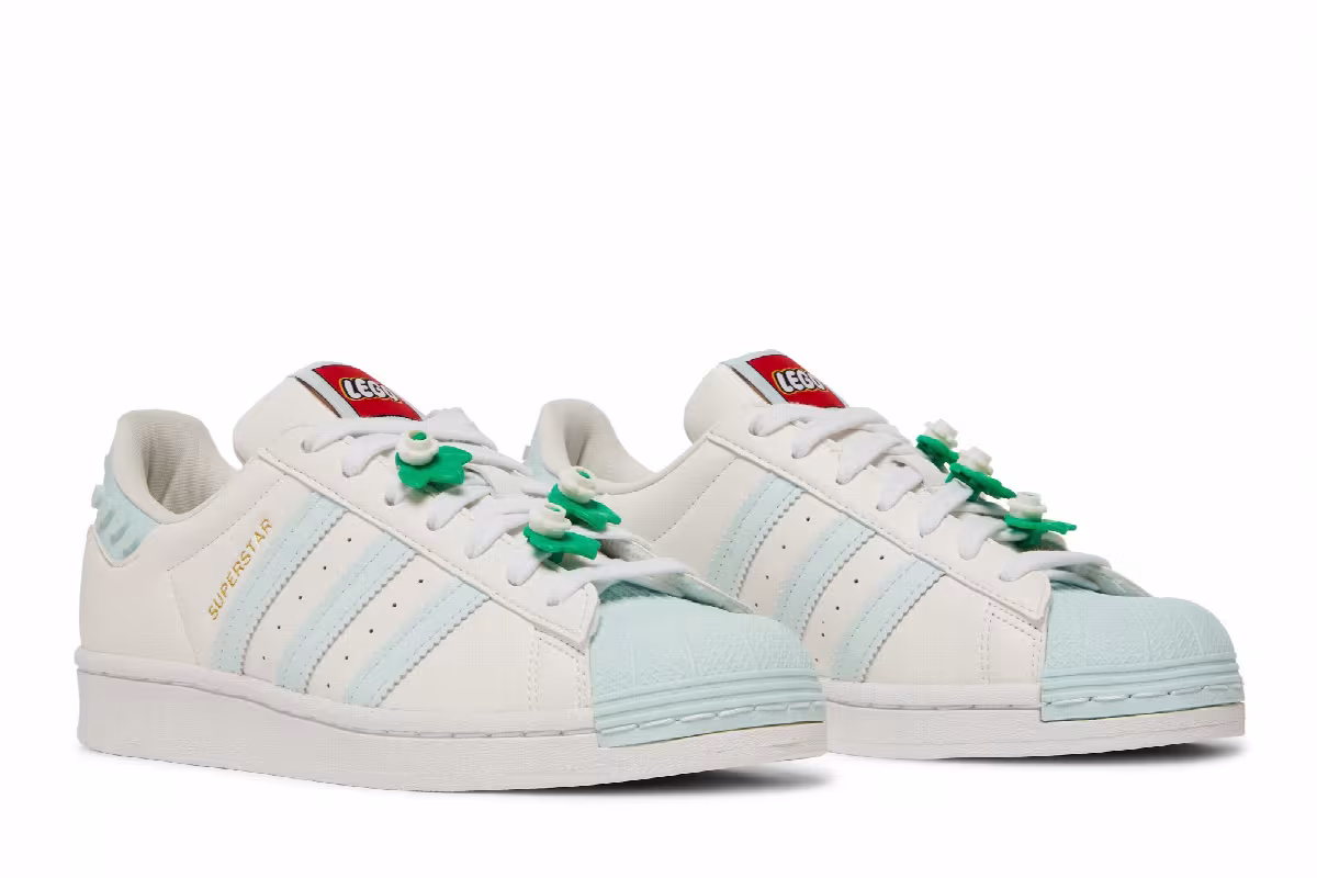 LEGO x adidas Women's Superstar Clear White Ice Mint, view 9