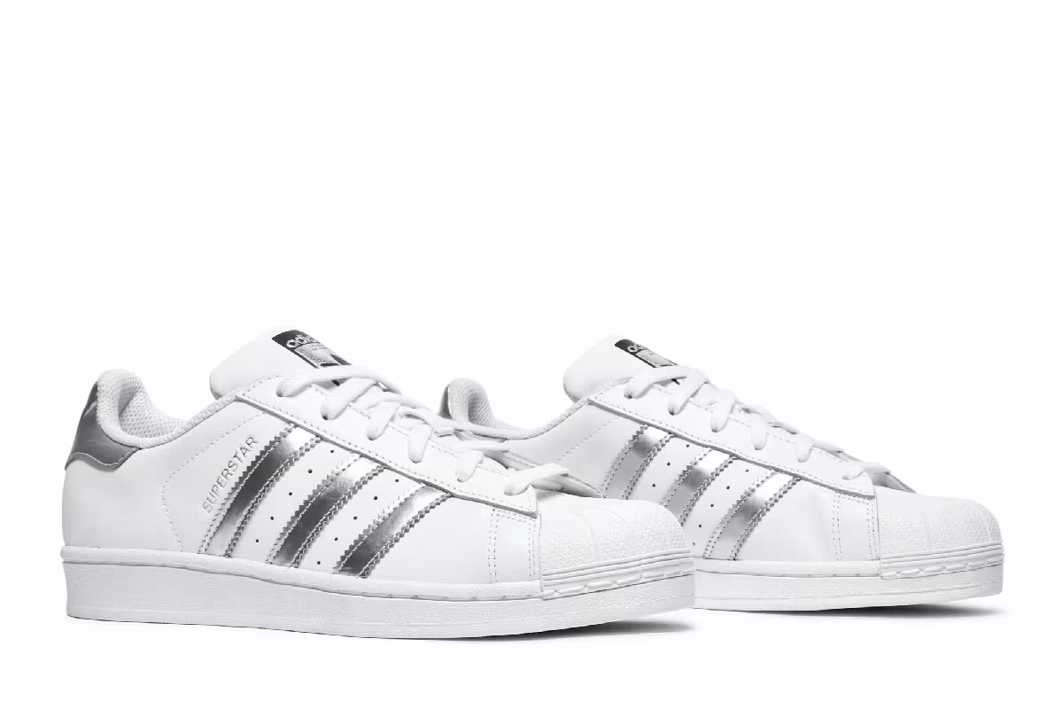 Adidas Women's Superstar White Silver Metallic, view 9