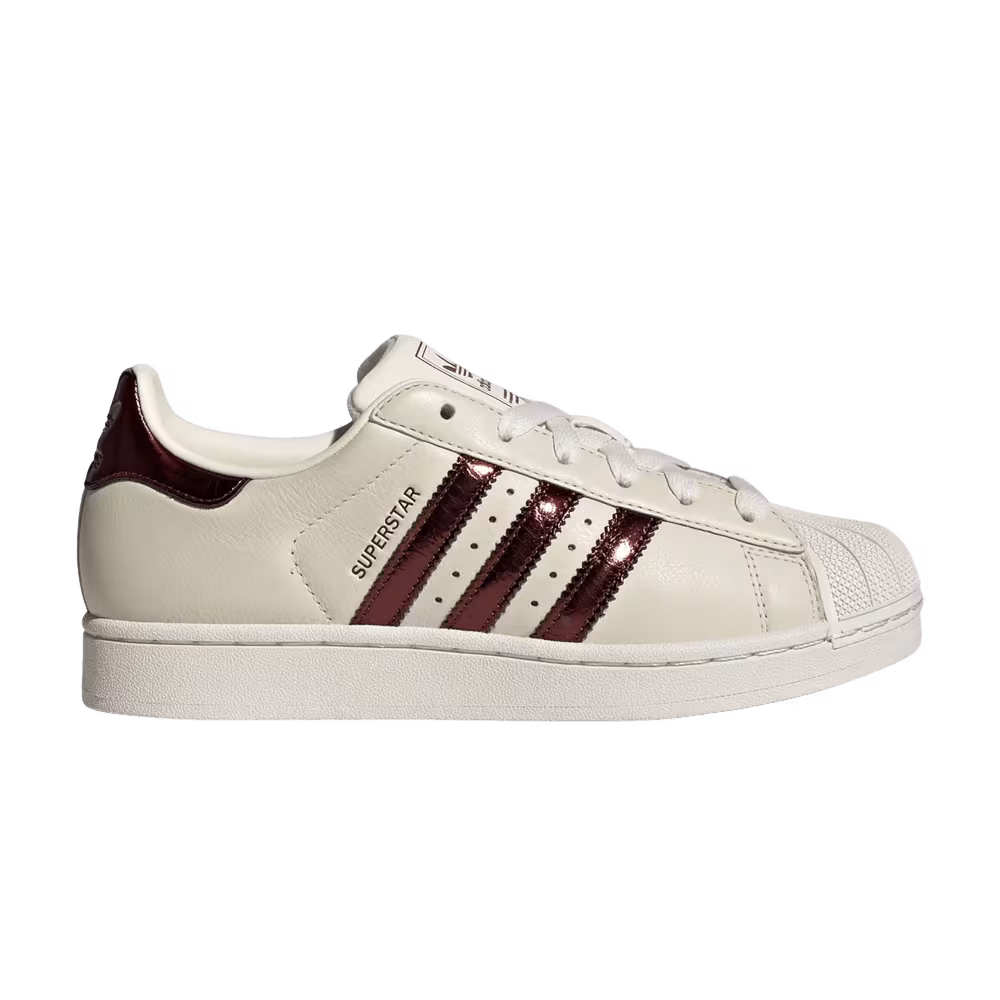 adidas Women's Superstar II Off White Maroon Gold Metallic