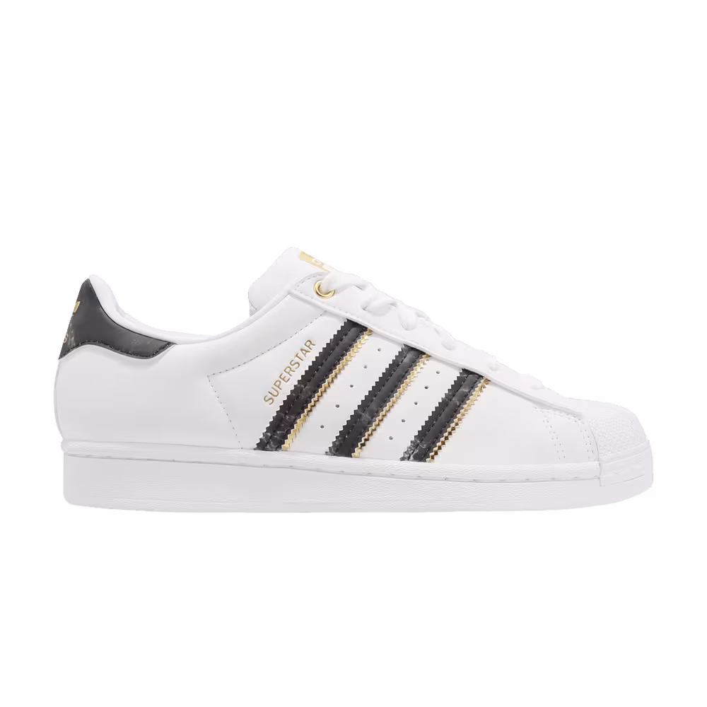 Adidas Women's Superstar White Black Gold Metallic