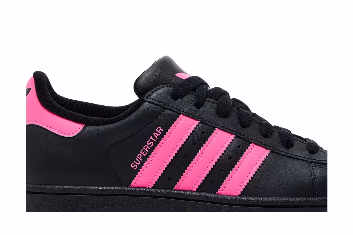 adidas Superstar 2 J Core Black Lucid Pink, view 3