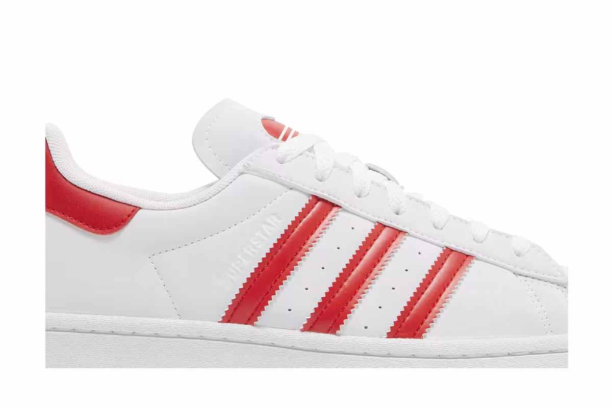 Adidas Superstar J White Vivid Red, view 3
