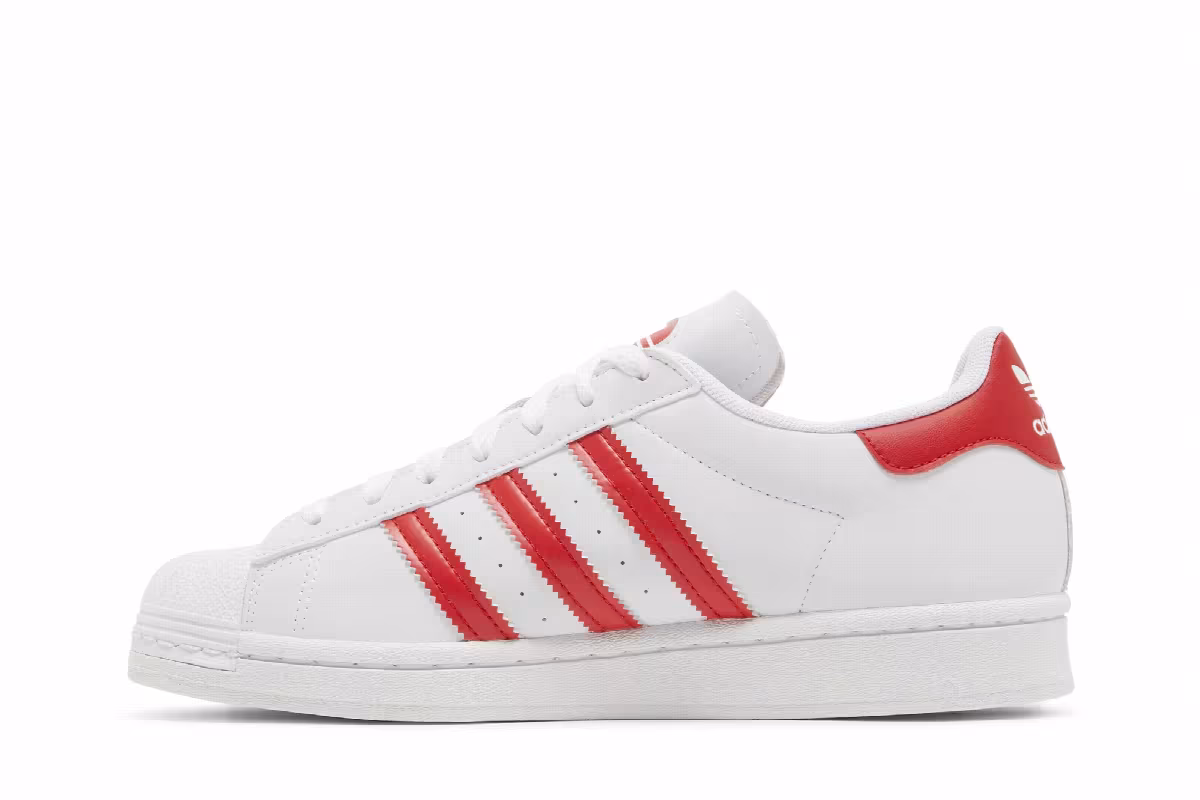 Adidas Superstar J White Vivid Red, view 4