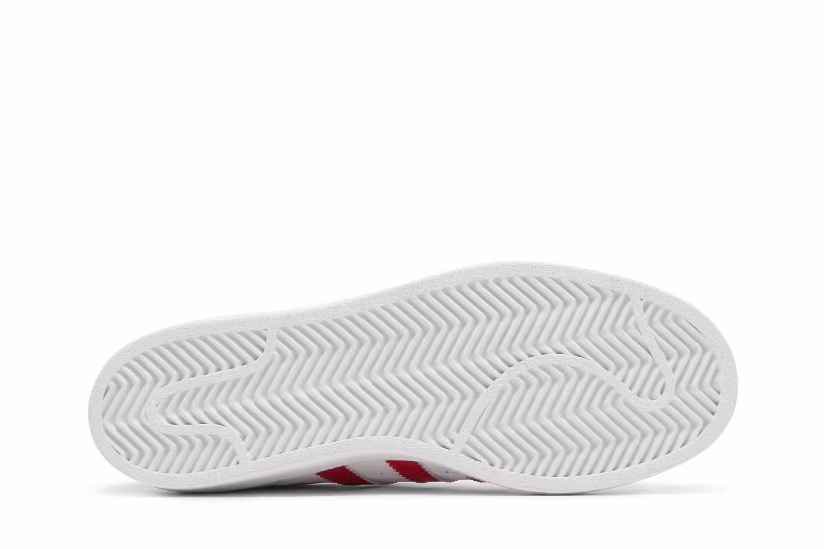 Adidas Superstar J White Vivid Red, view 5