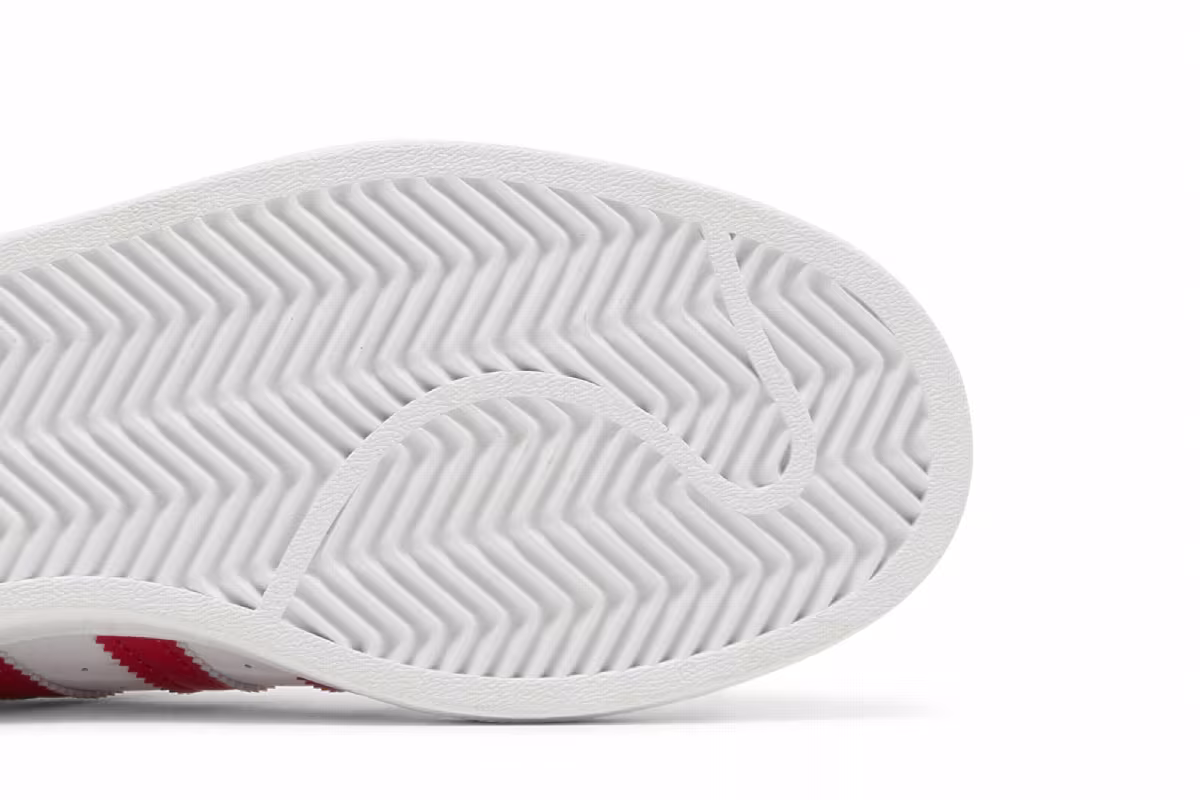 Adidas Superstar J White Vivid Red, view 6