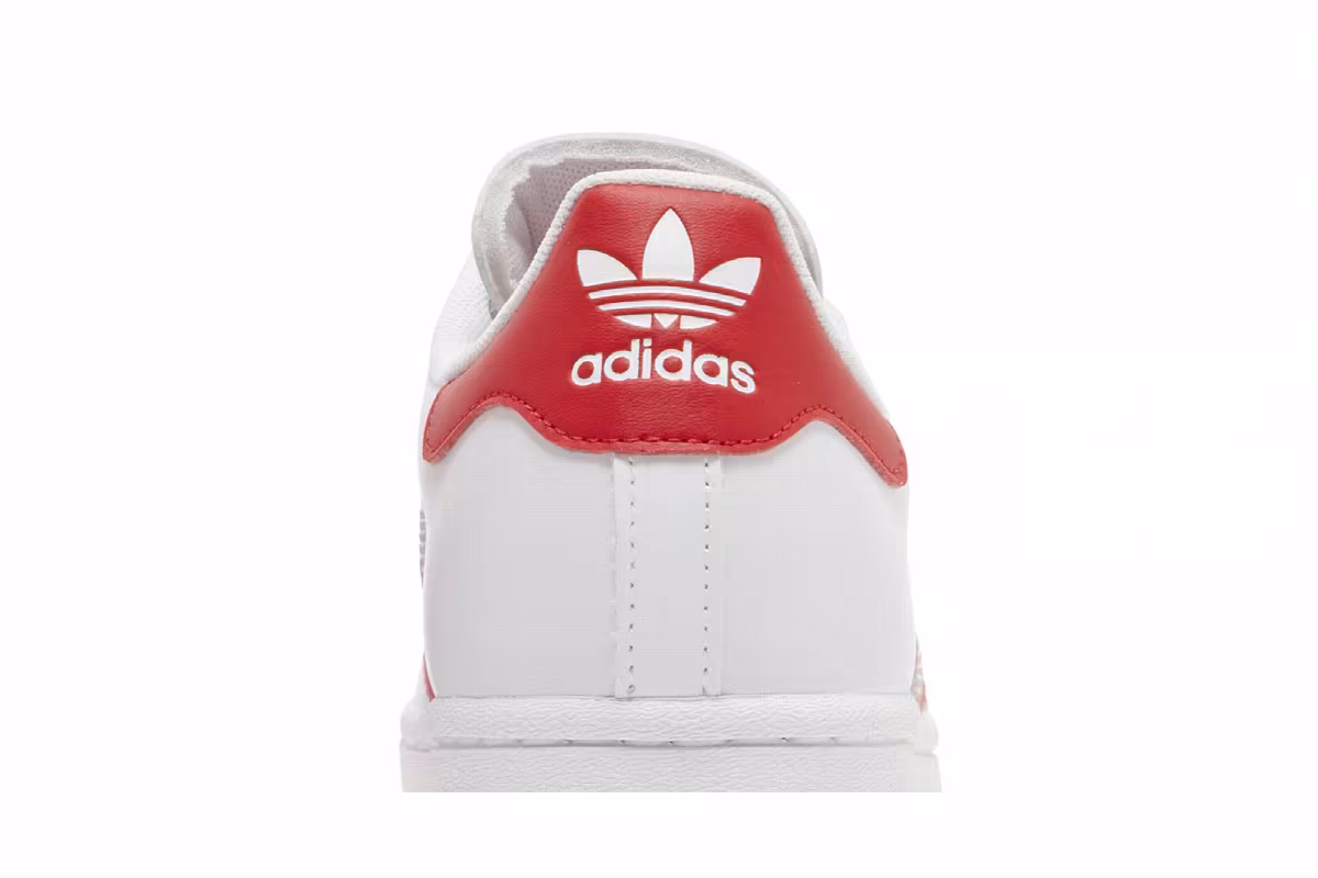 Adidas Superstar J White Vivid Red, view 8